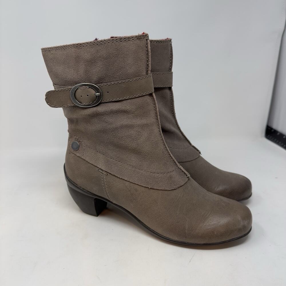The Art Company Womens Boots Sz 8-9 Brown Ankle Booties Buckle Flannel Lined